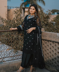 HANIA 3-PC Stitched Chiffon Luxury Suit Pakistani Designer