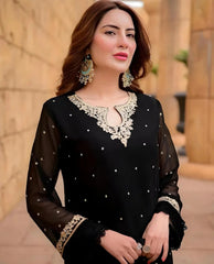HANIA 3-PC Stitched Chiffon Luxury Suit Pakistani Designer