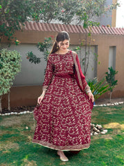 Flared Skirt ( 4pc ) Silk Luxury Stitched