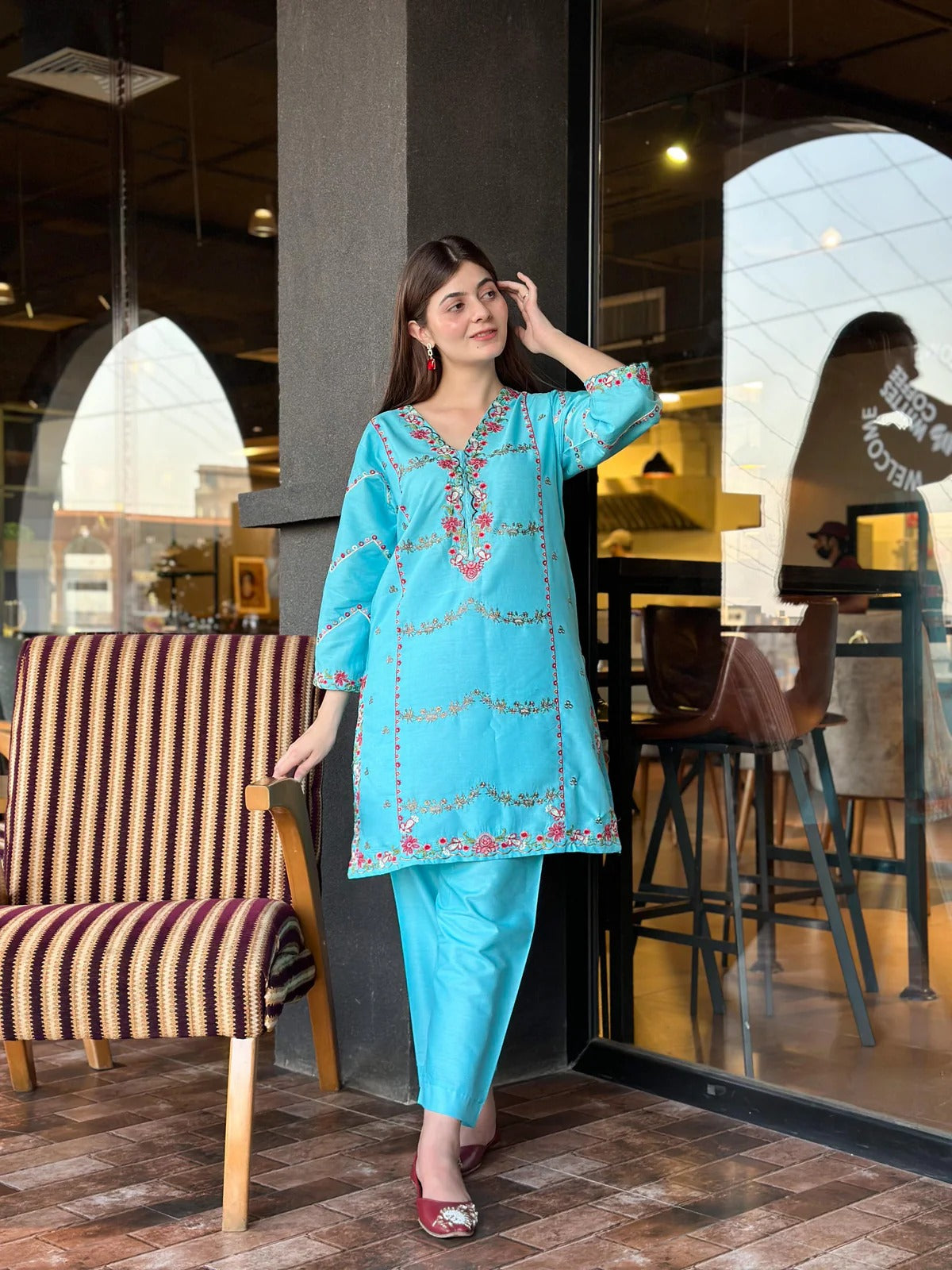 BLOSSOM BREEZE 2PCS Cotton Luxury Stitched Suit Pakistani