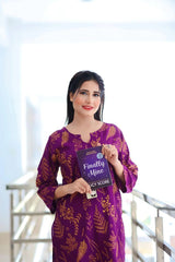 Floral Leaf Print 2Pcs Stitched Lawn Luxury Suit