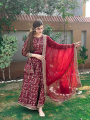 Flared Skirt ( 4pc ) Silk Luxury Stitched