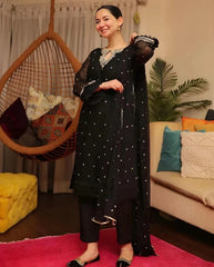 HANIA 3-PC Stitched Chiffon Luxury Suit Pakistani Designer