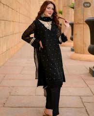 HANIA 3-PC Stitched Chiffon Luxury Suit Pakistani Designer