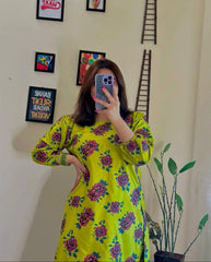 Flower Print 2Pcs Stitched Premium Fabric Luxury Suit Pakistani