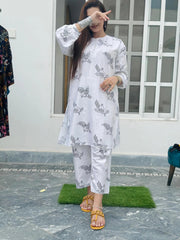 Sparrow 2Pcs Stitched Lawn Luxury Suit Pakistani Designer