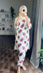 Flower Print 2Pcs Stitched Premium Fabric Luxury Suit Pakistani