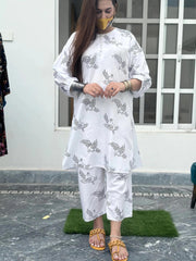 Sparrow 2Pcs Stitched Lawn Luxury Suit Pakistani Designer