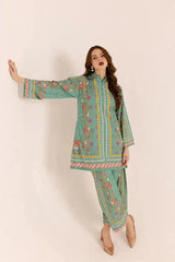 Emerald 2Pcs Stitched Lawn Luxury Suit Pakistani Designer