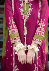 WAVY Embroided 3pc Stitched Organza Luxury Suit Pakistani