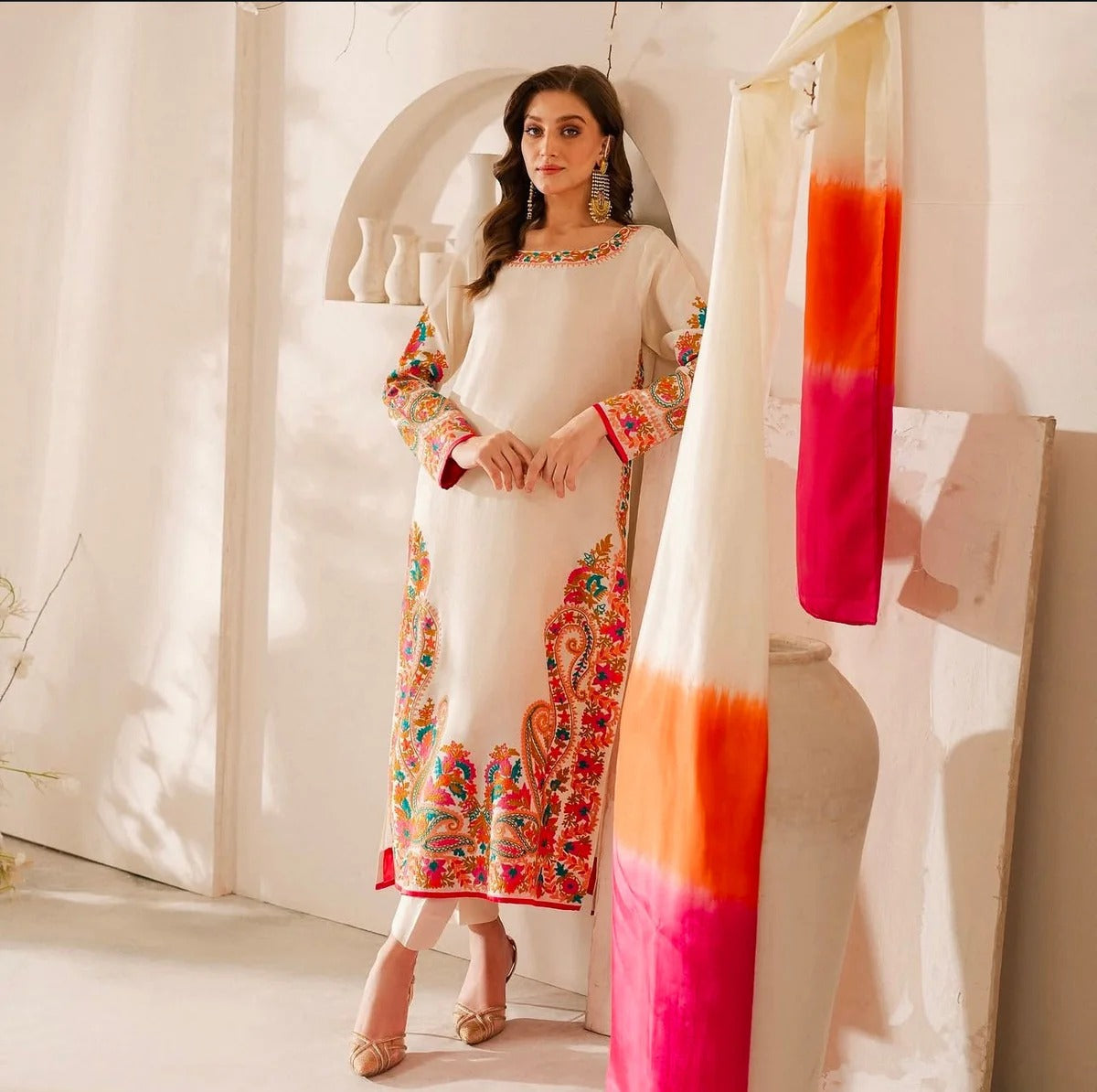 Beyaz Printed 3pc Net Luxury Stitched Suit Pakistani