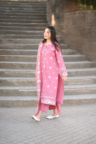 Zara 3pc Cotton Luxury Stitched Suit Pakistani Designer