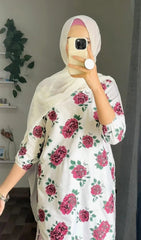 Flower Print 2Pcs Stitched Premium Fabric Luxury Suit Pakistani