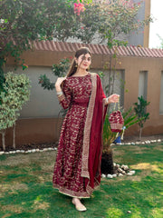 Flared Skirt ( 4pc ) Silk Luxury Stitched