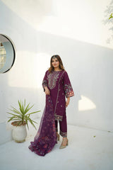 Layla 3pc Cotton Luxury Stitched Suit Pakistani Designer