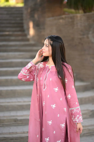 Zara 3pc Cotton Luxury Stitched Suit Pakistani Designer