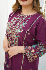 Layla 3pc Cotton Luxury Stitched Suit Pakistani Designer