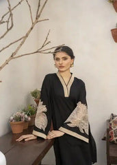 ALMOND PLAZZO BLACK STICHTED 2PCS Cotton Luxury Stitched