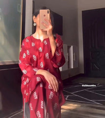 Saleha 2Pcs Stitched Suit Lawn Luxury Pakistani Designer