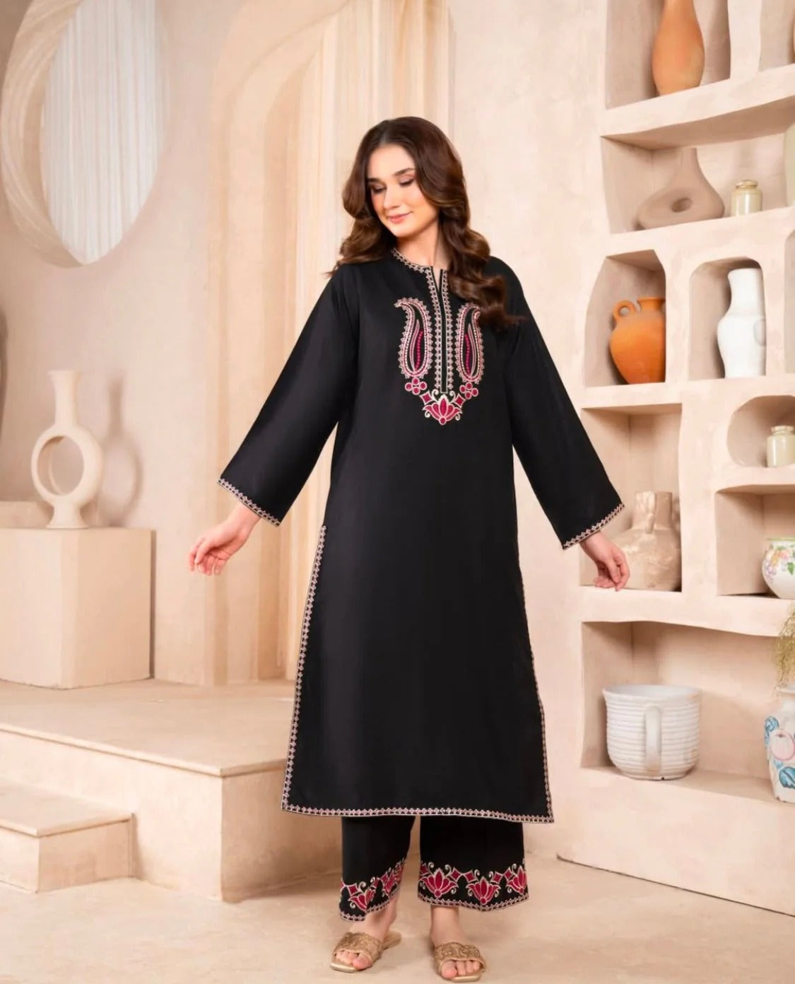 BLACK-ROSE WINTER 2PC STITCHED Premium Fabric Luxury Stitched Suit