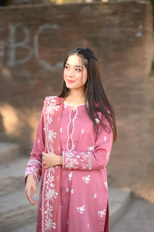 Zara 3pc Cotton Luxury Stitched Suit Pakistani Designer
