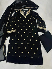 HANIA 3-PC Stitched Chiffon Luxury Suit Pakistani Designer