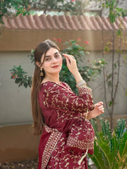 Flared Skirt ( 4pc ) Silk Luxury Stitched