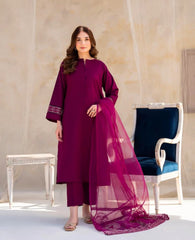 Calico 3Pcs Stitched Cotton Luxury Suit Pakistani Designer