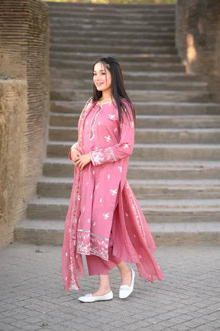 Zara 3pc Cotton Luxury Stitched Suit Pakistani Designer