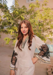 ALMOND PLAZZO STICHTED 2PCS Lawn Luxury Stitched Suit