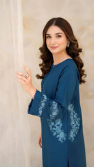 CHIC POCKET EMBROIDERED 2PCS Cotton Luxury Stitched Suit