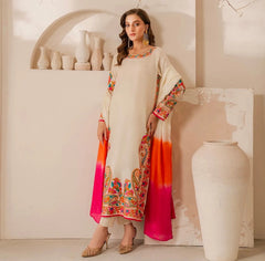 Beyaz Printed 3pc Net Luxury Stitched Suit Pakistani