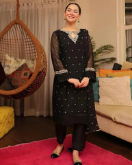 HANIA 3-PC Stitched Chiffon Luxury Suit Pakistani Designer